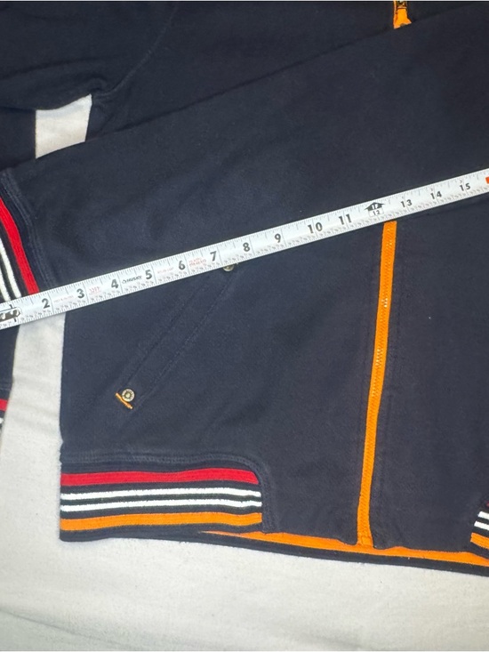 Vintage Liz Claiborne Varsity Jacket Navy Striped Trim Bomber Small 90s - Picture 12 of 13